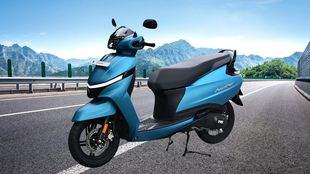 TVS Jupiter 2025 side view showing family scooter design with spacious storage